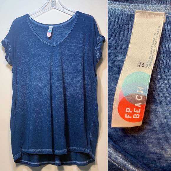 Free People Tops - Free People Beach | Blue Burnout Thin Tee Size XS